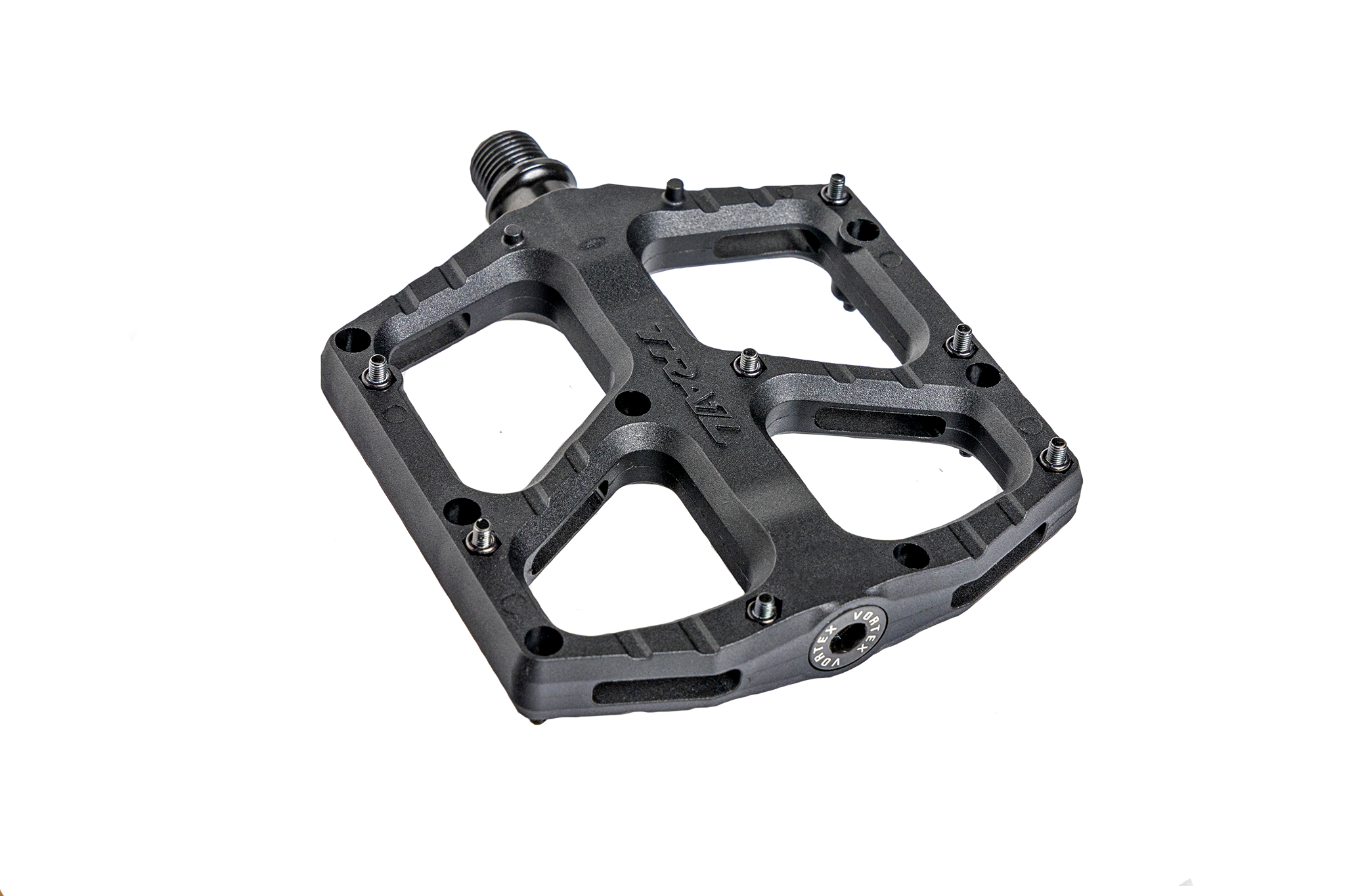 Vortex Composite Flat Pedal, Sealed Bearing, Replaceable Pins, Rebuildable MTB Pedals, Black