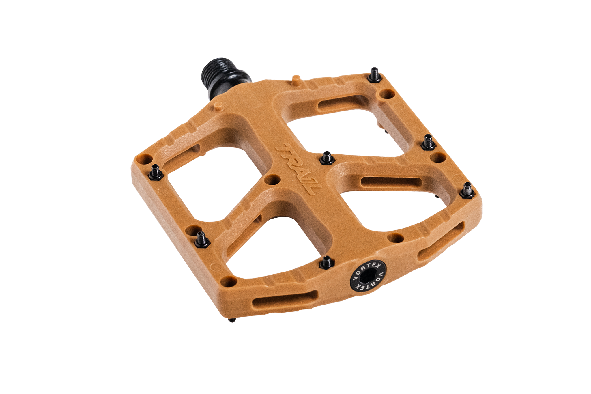 Vortex Composite Flat Pedal, Sealed Bearing, Replaceable Pins, Rebuildable MTB Pedals, Brown